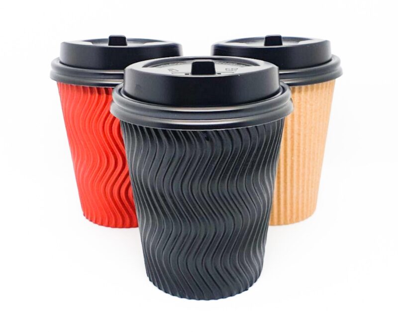 Ripple Coffee Cups with Lids - 250ML - Pack of 100