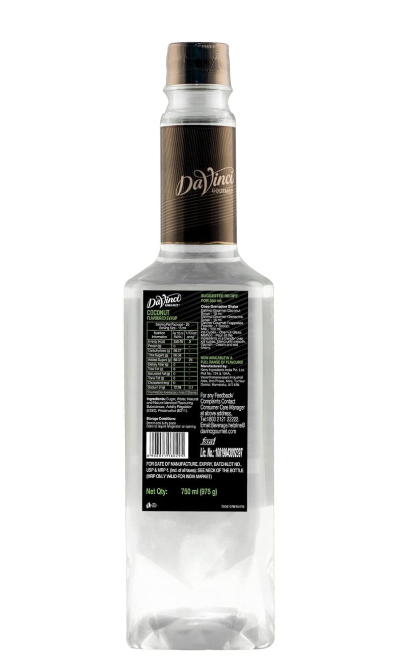 DaVinci Gourmet - Coconut - Flavoured Liquid Syrup – 750 ML - Image 3
