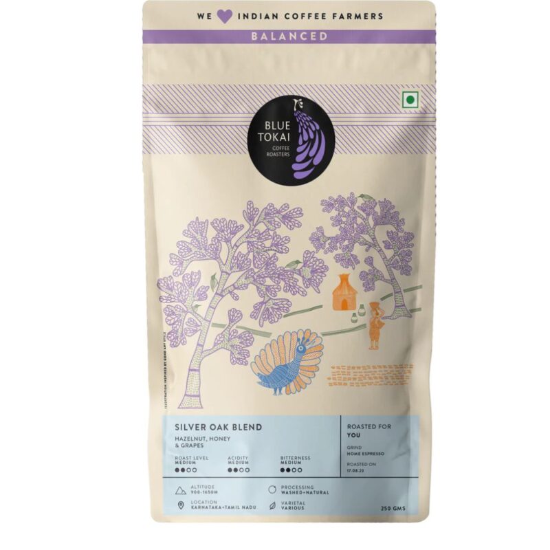 Blue Tokai Silver Oak Cafe Blend - Medium Roast | Rich & Smooth Coffee Blend | Specialty Coffee | Freshly Roasted Coffee Beans | 75 grams